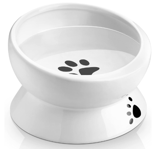 Nucookery Elevated Cat Ceramic Tilted Ceramic Pet Bowl